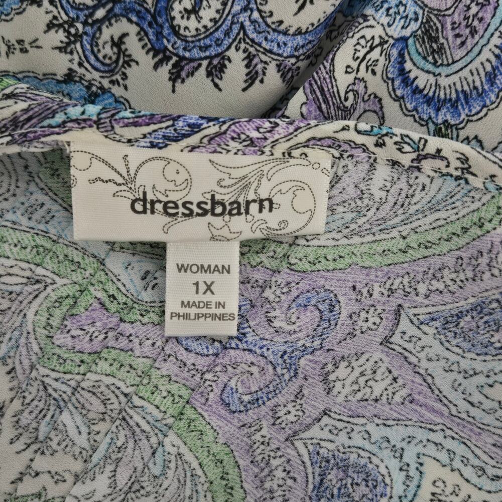 Dressbarn Womens Paisley 3/4 Sleeve Henley Blouse Size 1X Boho Peasant Ethereal - Picture 4 of 7